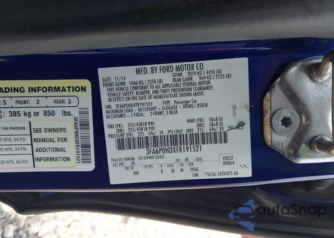 2015 Ford Fusion Se из США, поврежденный, VIN 3FA6P0HDXFR191521